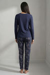 Zivame Buttersoft Knit Poly Pyjama Set - Navy Peony — thumbnail 3